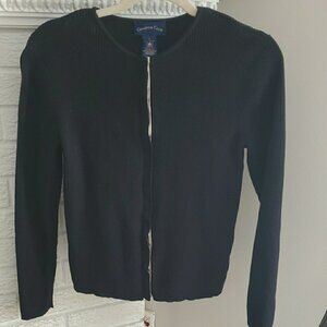 Charter Club Women's Black Classic Cotton Ribbed Button Sweater Cardigan Size S